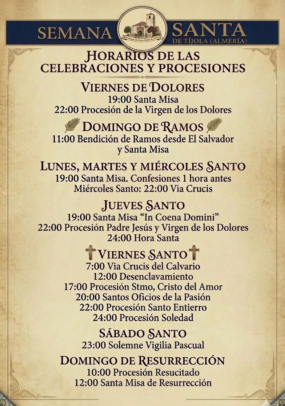 Cartel Semana Santa Tíjola 2026 Horarios Semana Santa Tijola 2026